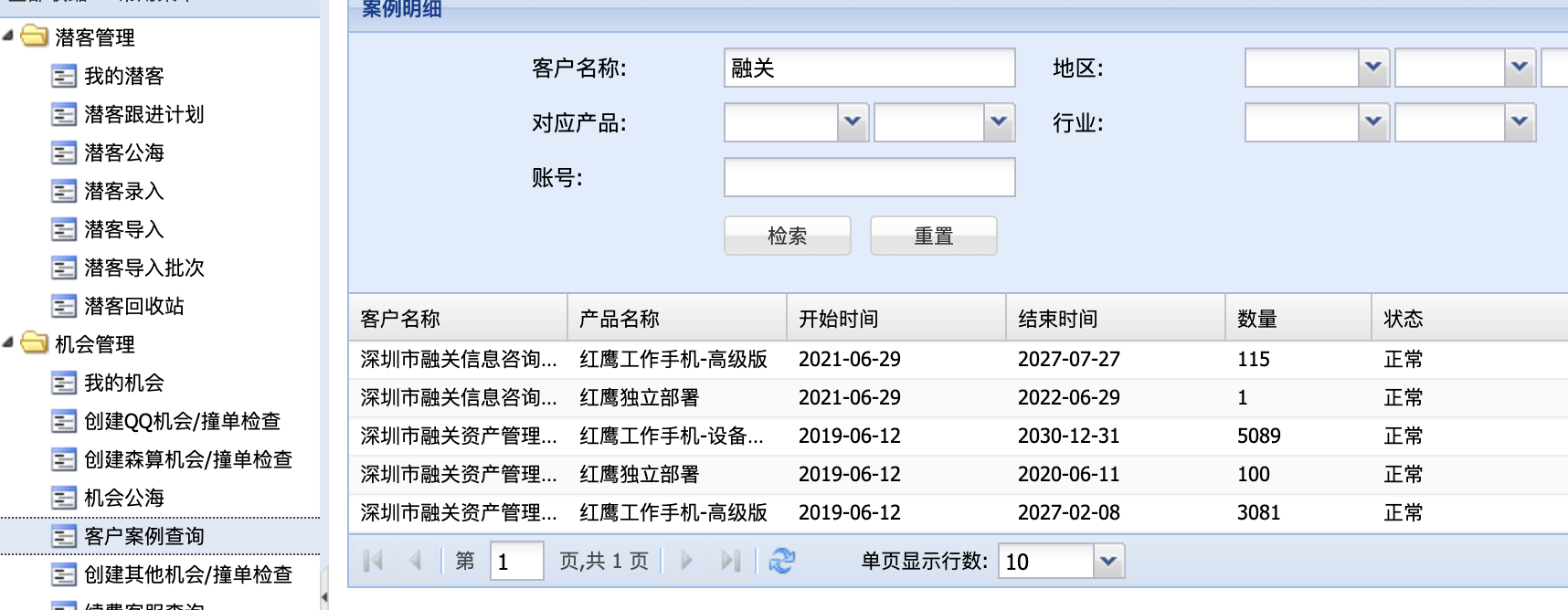 融关资产管理 · 客户案例系统合同记录（3081席位 / 5089台 / 续签至2030年）